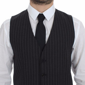 Dolce &amp; Gabbana Elegant Gray Striped Dress Vest