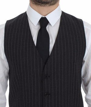 Dolce & Gabbana Elegant Gray Striped Dress Vest Dolce & Gabbana 