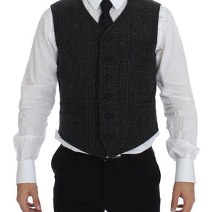 Dolce &amp; Gabbana Elegant Gray Wool Blend Dress Vest