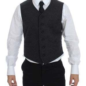 Dolce & Gabbana Elegant Gray Wool Blend Dress Vest