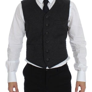 Dolce &amp; Gabbana Elegant Gray Wool Blend Dress Vest