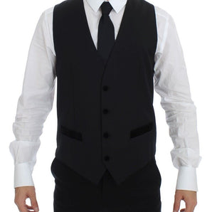 Dolce &amp; Gabbana Elegant Black Wool Formal Dress Vest