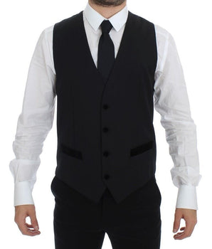 Dolce & Gabbana Elegant Black Wool Formal Dress Vest Dolce & Gabbana 