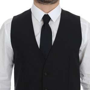 Dolce & Gabbana Elegant Black Wool Silk Dress Vest