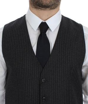 Dolce & Gabbana Elegant Gray Striped Wool Dress Vest Dolce & Gabbana 