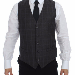 Dolce &amp; Gabbana Elegant Checkered Wool Dress Vest