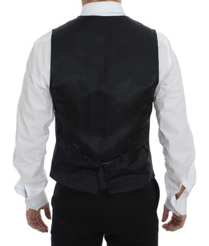 Dolce & Gabbana Elegant Gray Striped Dress Vest Dolce & Gabbana 