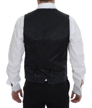 Dolce & Gabbana Elegant Gray Striped Wool Dress Vest Dolce & Gabbana 
