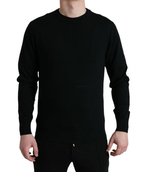 Dolce & Gabbana Black Wool Round Neck Pullover Sweater