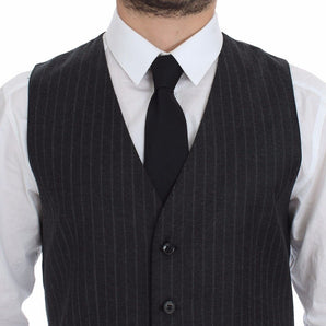 Dolce & Gabbana Elegant Gray Striped Dress Vest