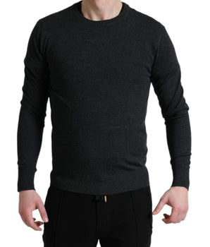 Dolce & Gabbana Gray Wool Round Neck Pullover Sweater