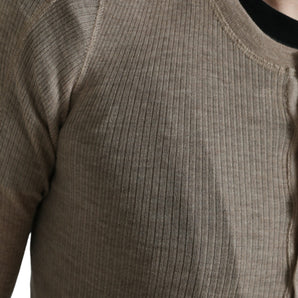 Dolce &amp; Gabbana Elegant Beige Henley Cashmere Sweater