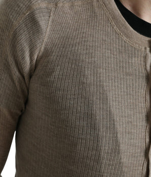 Dolce & Gabbana Henley Pullover Beige Cashmere Sweater
