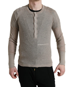 Dolce & Gabbana Henley Pullover Beige Cashmere Sweater