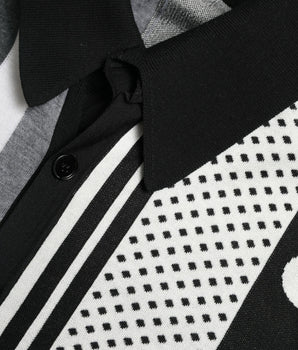 Dolce & Gabbana Black White Jumper Cardigan Polo Sweater