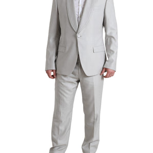 Dolce &amp; Gabbana Elegant Silver Slim Fit Wool-Silk Suit