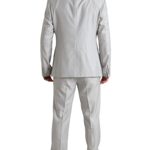 Dolce & Gabbana Elegant Silver Slim Fit Wool-Silk Suit