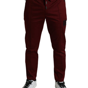 Dolce &amp; Gabbana Maroon Cotton Stretch Jogger Pants