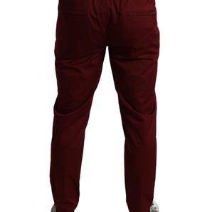 Dolce &amp; Gabbana Maroon Cotton Stretch Jogger Pants