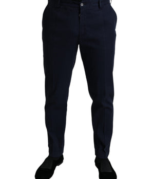 Dolce & Gabbana Dark Blue Cotton Stretch Slim Fit Dress Pants