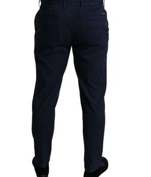 Dolce & Gabbana Dark Blue Cotton Stretch Slim Fit Dress Pants