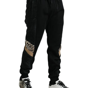 Dolce &amp; Gabbana Elegant Black Leopard Jogger Pants