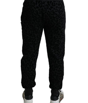 Dolce & Gabbana Black Leopard Cotton Slim Fit Jogger Pants