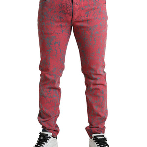 Dolce & Gabbana Red Tie Dye Skinny Denim Jeans