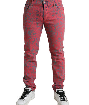 Dolce & Gabbana Red Cotton Dye Slim Fit Men Denim Jeans
