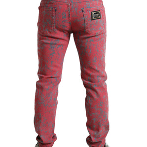 Dolce & Gabbana Red Tie Dye Skinny Denim Jeans