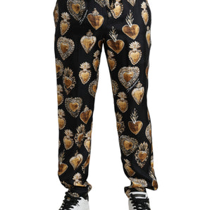 Dolce & Gabbana Chic Heart Print Silk Pajama Pants