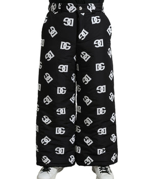 Dolce & Gabbana Black Logo DG Print Wide Leg Pants