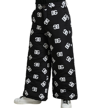 Dolce & Gabbana Black Logo DG Print Wide Leg Pants