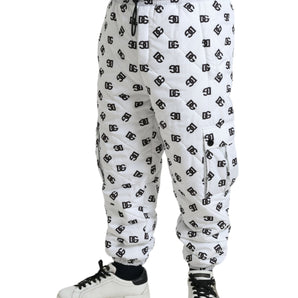 Dolce &amp; Gabbana Chic White Jogger Pants with Iconic DG Print