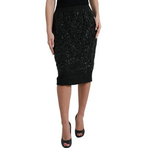 Dolce &amp; Gabbana Black Crystal-Embellished Runway Skirt