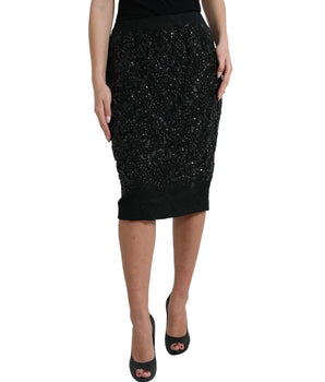 Dolce &amp; Gabbana Black Crystal-Embellished Runway Skirt