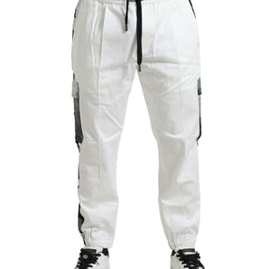 Dolce &amp; Gabbana Elegante pantalón jogger de mezcla de algodón blanco