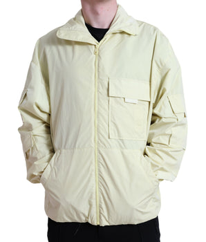 Dolce & Gabbana Yellow Nylon Collared Full Zip Parka Jacket