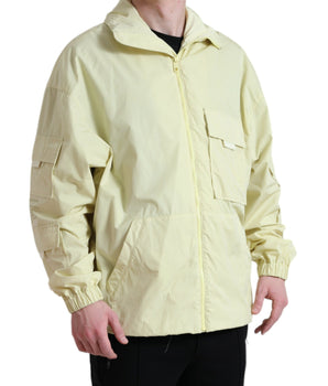 Dolce & Gabbana Yellow Nylon Collared Full Zip Parka Jacket