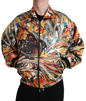 Dolce & Gabbana Multicolor Abstract Polyester Bomber Jacket