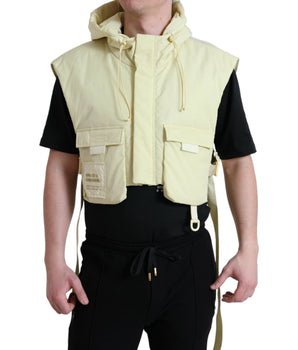 Dolce & Gabbana Yellow Nylon Hooded Sportswear Vest Jacket