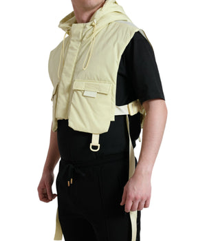 Dolce & Gabbana Yellow Nylon Hooded Sportswear Vest Jacket