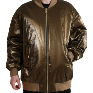 Dolce &amp; Gabbana Elegant Bronze Bomber Jacket