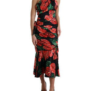 Dolce & Gabbana Tropical Elegance Silk Draped Dress