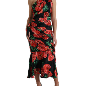 Dolce &amp; Gabbana Tropical Elegance Silk Draped Dress