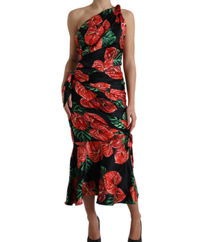 Dolce &amp; Gabbana Vestido Drapeado De Seda Tropical Elegance