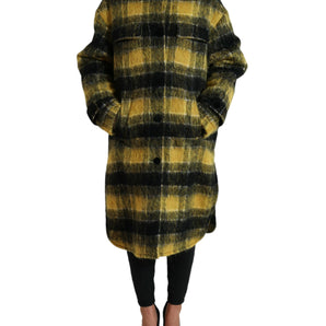 Dolce &amp; Gabbana Chic Plaid Long Coat in Sunshine Yellow