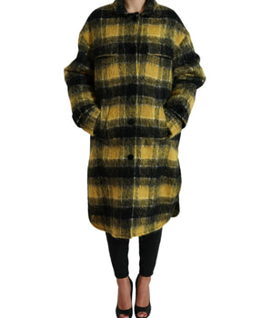 Dolce & Gabbana Yellow Plaid Long Sleeve Casual Coat Jacket