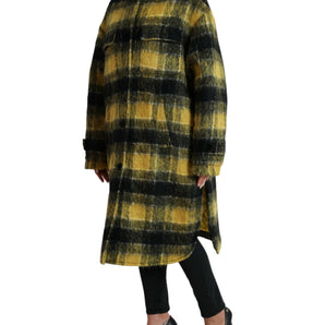 Dolce & Gabbana Chic Plaid Long Coat in Sunshine Yellow