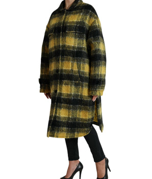 Dolce & Gabbana Yellow Plaid Long Sleeve Casual Coat Jacket